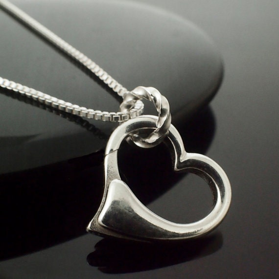 Sterling Silver Ring Holding Heart Necklace - Small