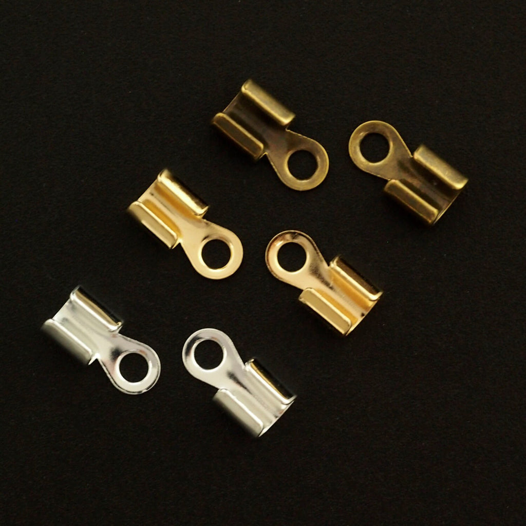 40 - 10mm X 5mm Fold Over Cord Ends - Silver Plated, Gold Plated, Antique Gold & Gunmetal - Best Commercially Made - 100% Guarantee