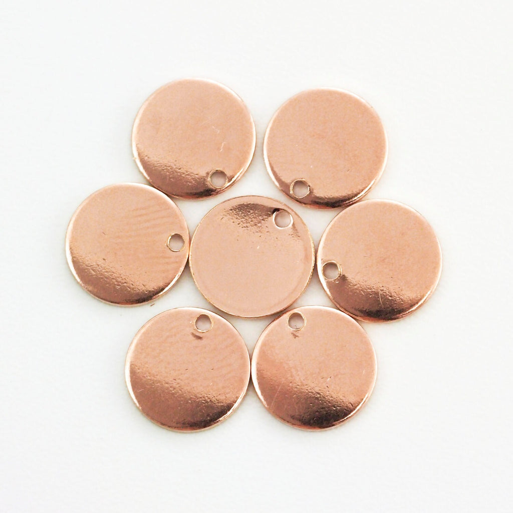 1 14kt Rose Gold Filled or Yellow Gold Filled Stamping Disc Blank 6.4mm, 9.5mm, 12.7mm, 15.9mm, 19.1mm, 22.2mm in 24 gauge - 100% Guarantee