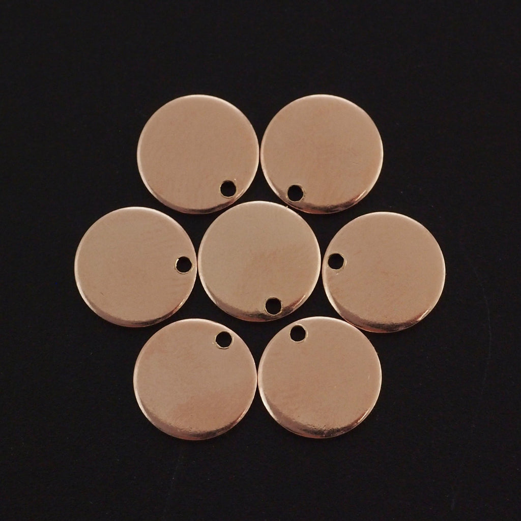 1 14kt Rose Gold Filled or Yellow Gold Filled Stamping Disc Blank 6.4mm, 9.5mm, 12.7mm, 15.9mm, 19.1mm, 22.2mm in 24 gauge - 100% Guarantee