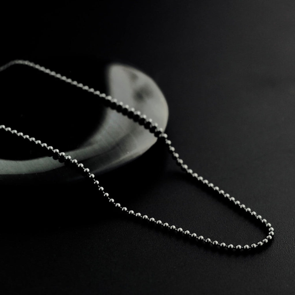 Black Oxidized Sterling Silver Bead Chain - 1.2mm - By the Foot or Finished in Custom Lengths - Made in the USA