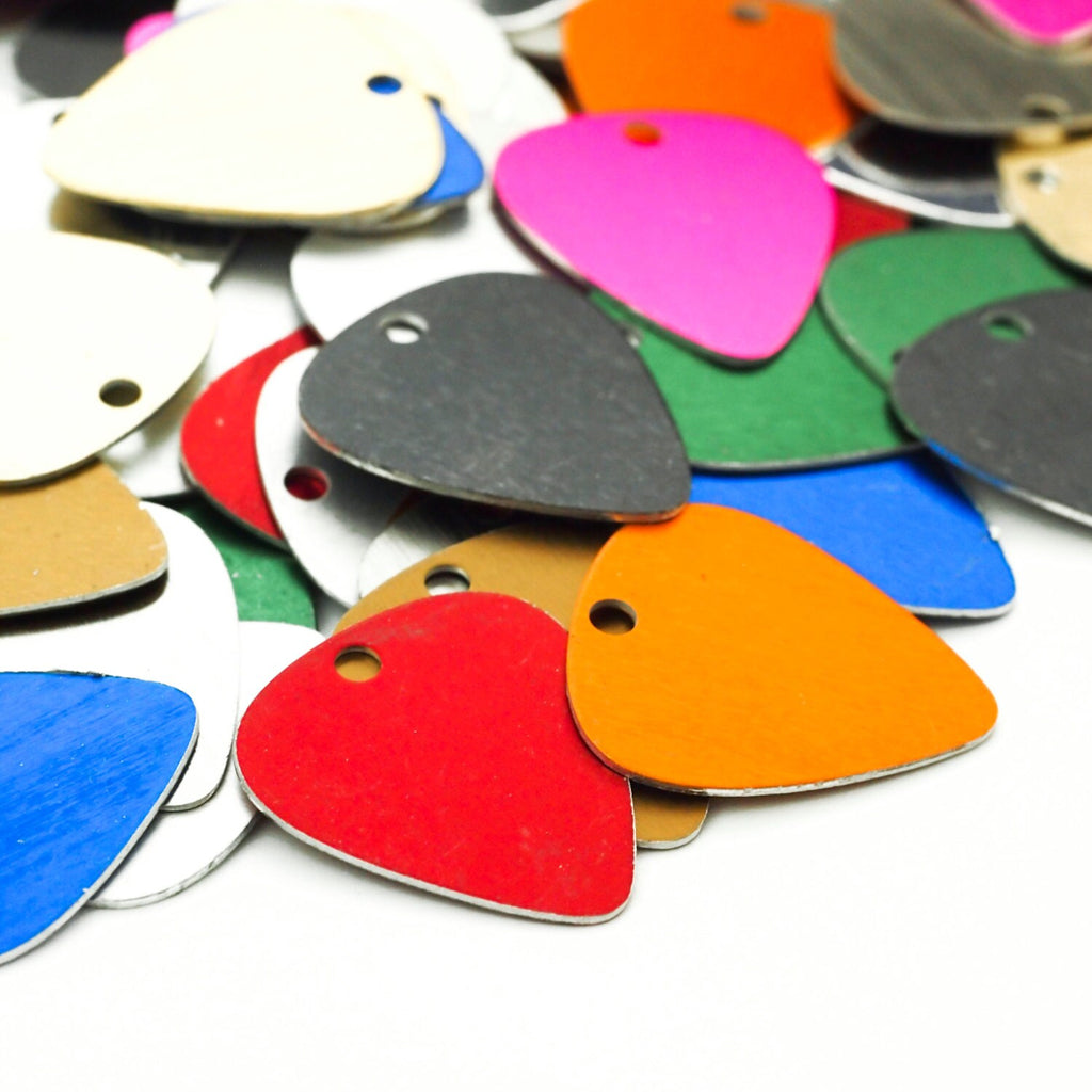 15 Guitar Pick Economical Aluminum Stamping Blanks - 30mm X 25mm - All Color Mix - 100% Guarantee