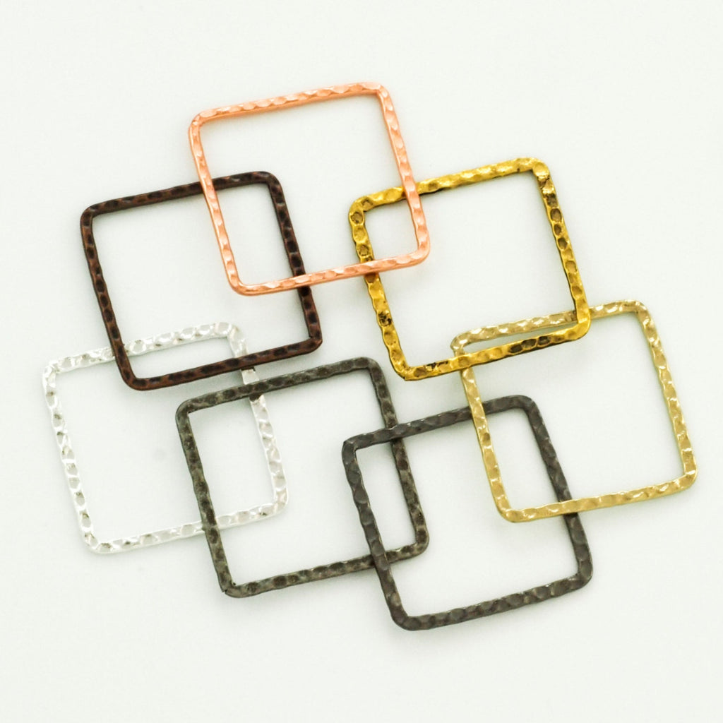 6 Hammered Square Link Components - 30mm - 6 Finishes - 100% Guarantee