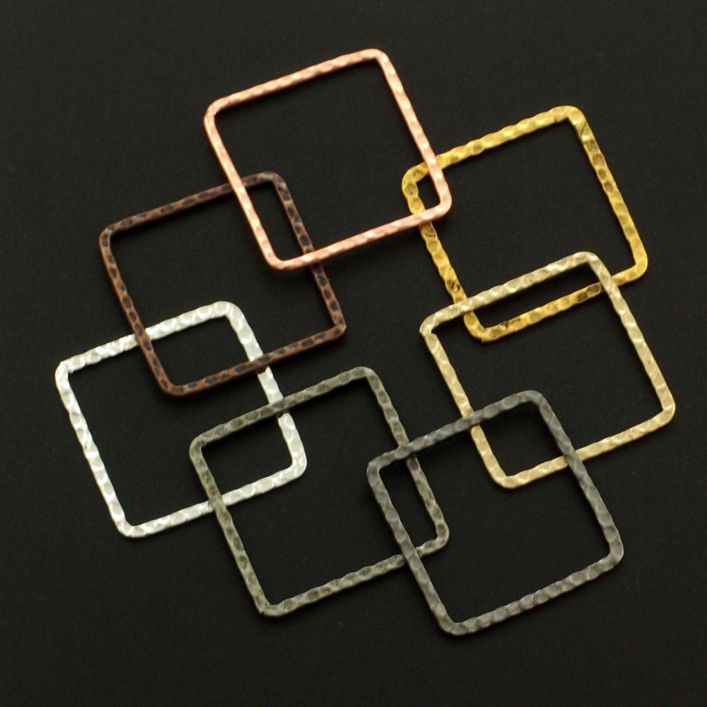 6 Hammered Square Link Components - 30mm - 6 Finishes - 100% Guarantee