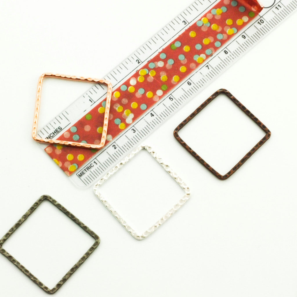6 Hammered Square Link Components - 30mm - 6 Finishes - 100% Guarantee