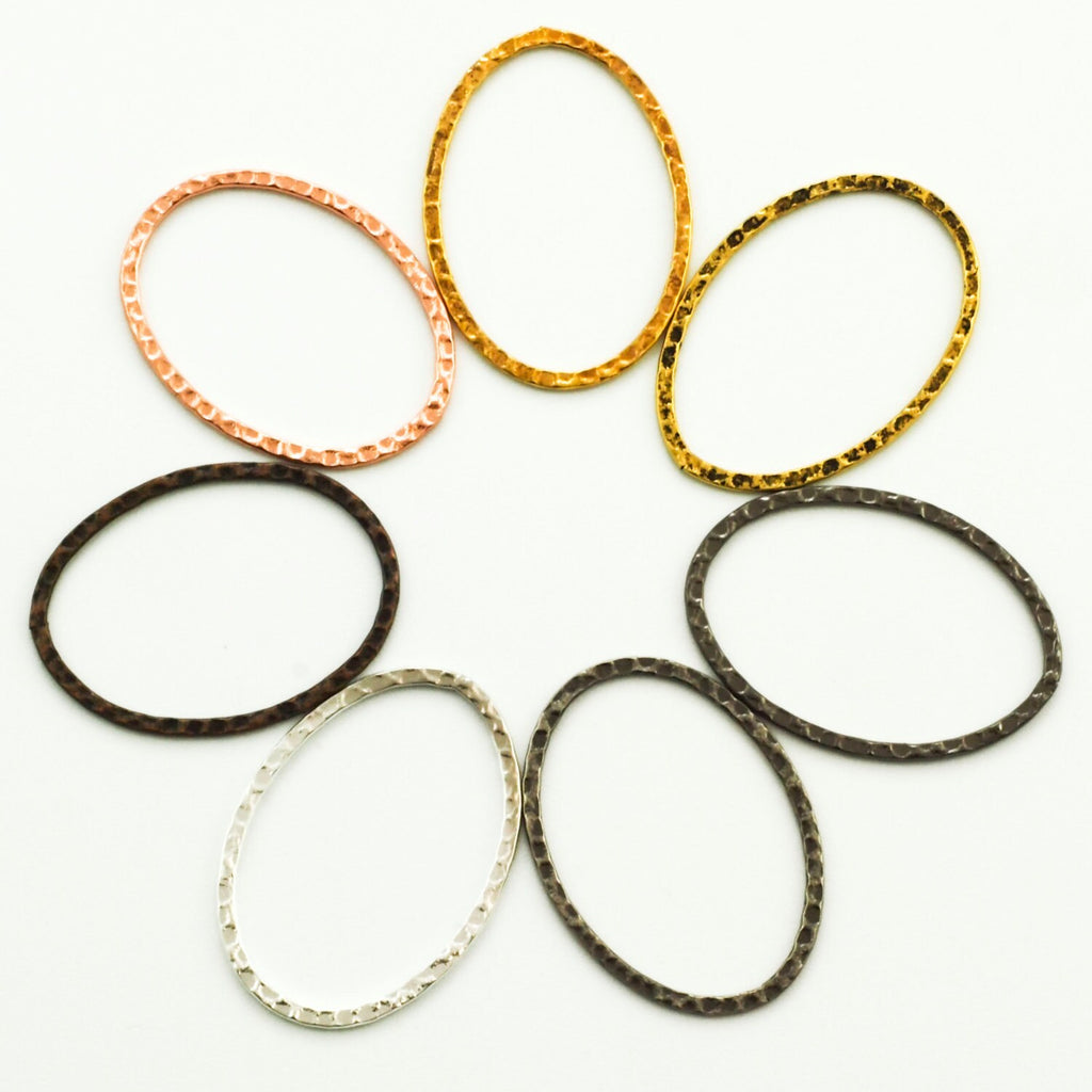 7 Hammered Oval Link Components - 40mm X 30mm - 7 Finishes - 100% Guarantee