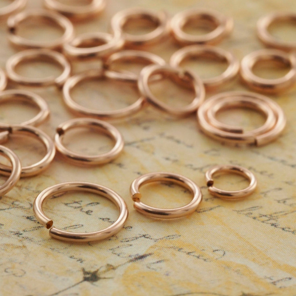 50 14kt Rose Gold Filled Jump Rings - 12, 14, 16, 18, 20, 24, 26 gauge and You Pick Diameter - Handmade