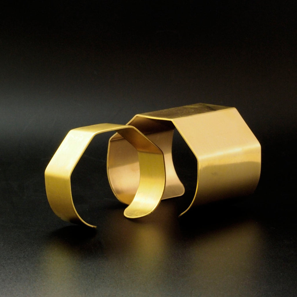 Bent Bangle Cuff Bases in Rich Low Brass - Open Hexagon - 6 Sizes to Choose From 6.5mm - 50mm