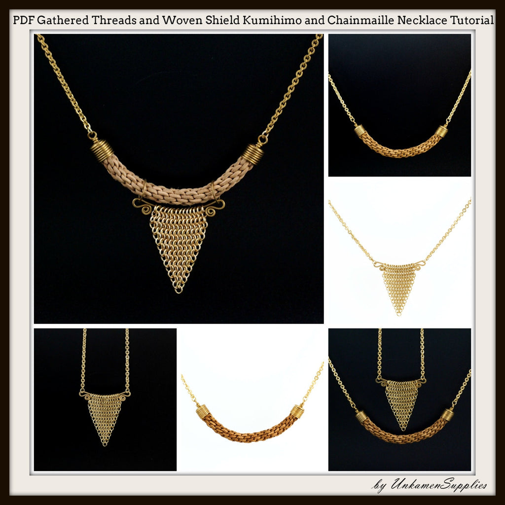 PDF Gathered Threads and Woven Shield Kumihimo and Chainmaille Necklace Tutorial