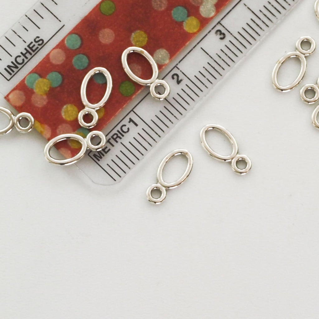 10 Sterling Silver Oval Drops, Links, Charms - 10mm X 5mm in Shiney, Antique or Black Finish