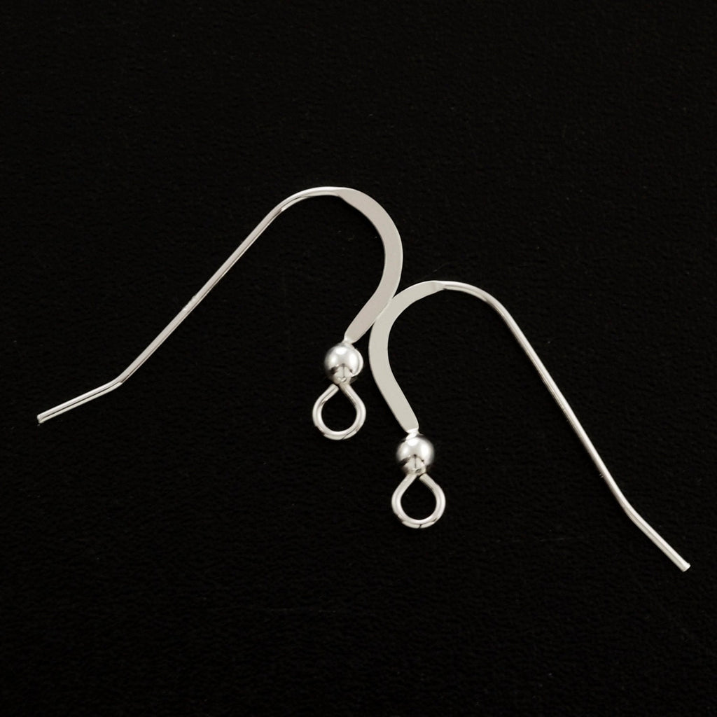 Sterling Silver Flat Ear Wires with Bead - 22 gauge - Economical Choice in Shiny, Antique or Black Finishes