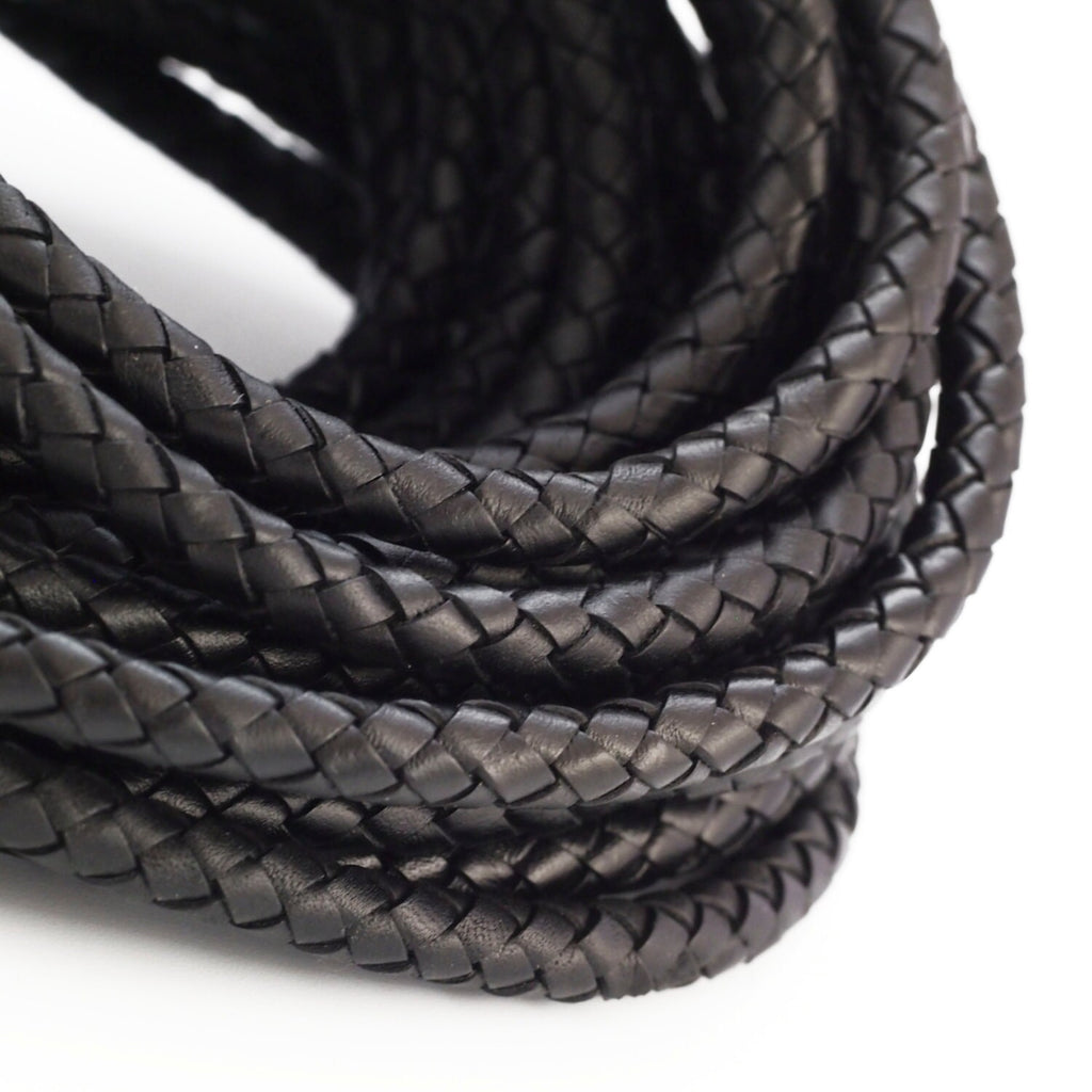 8.2mm Braided Black, Brown or Natural Indian Leather Cord - By The Foot