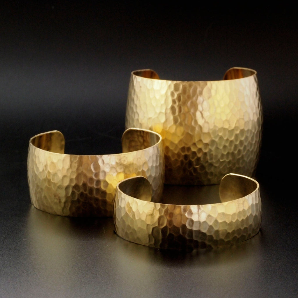 Domed and Hammered Bangle Cuff Bases in Rich Low Brass - 3 Sizes to Choose From 18.75mm - 50mm